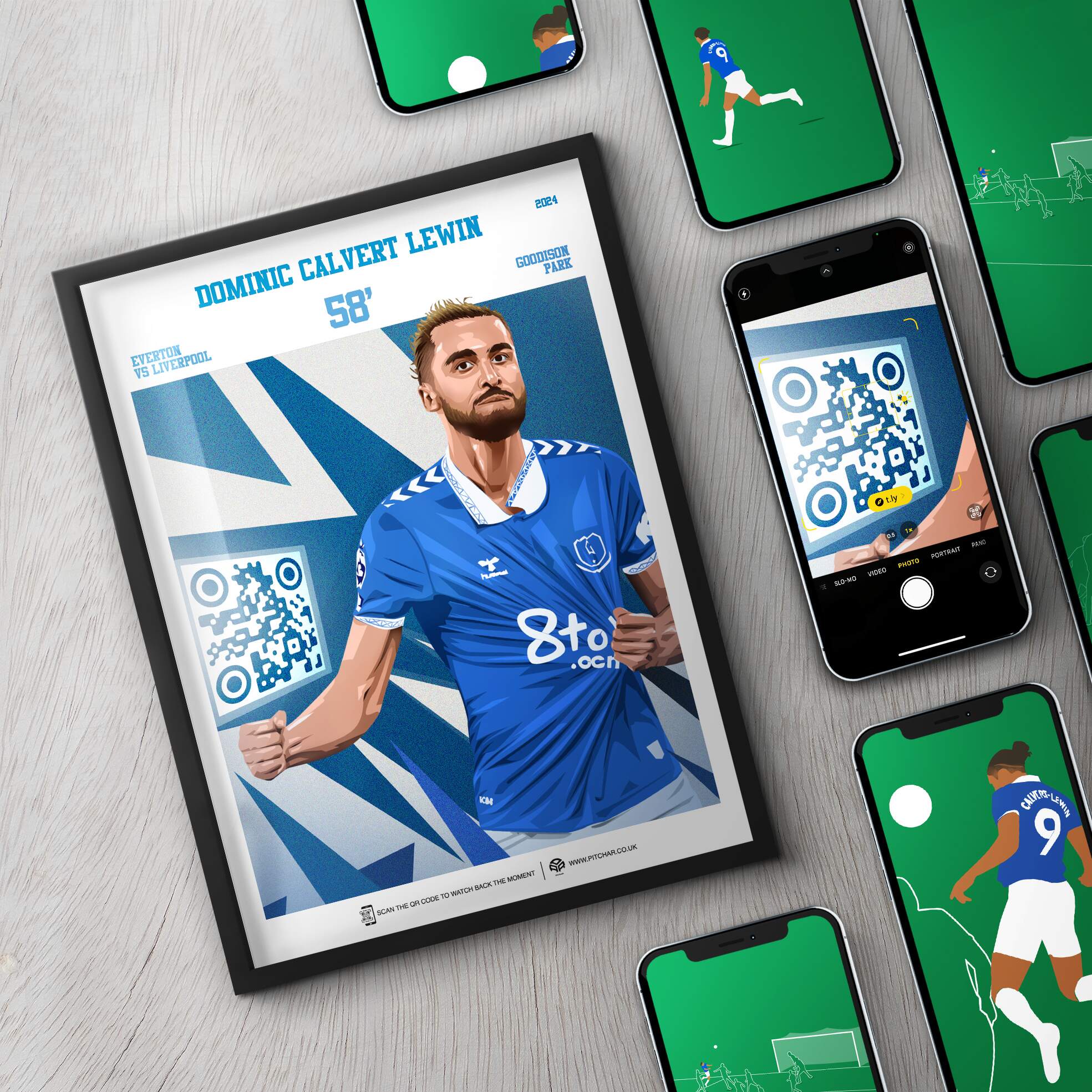 Everton FC Poster – Dominic Calvert-Lewin 23/24, A3 Wandkunst Für Fans