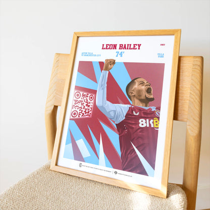 Aston Villa Poster Leon Bailey v Manchester City Goal Replay (74')