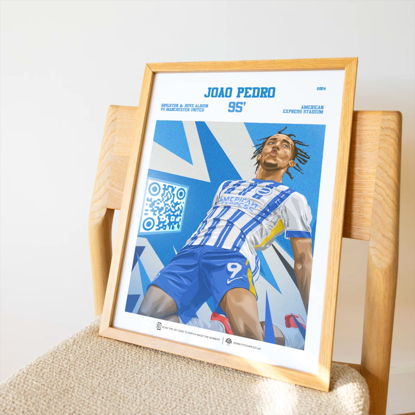Brighton & Hove Albion Poster Joao Pedro v Manchester United Goal Replay (95')