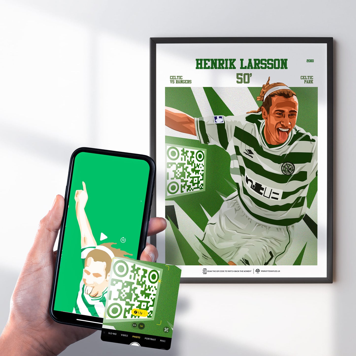 Celtic Poster Henrik Larsson v Rangers Goal Replay (50')