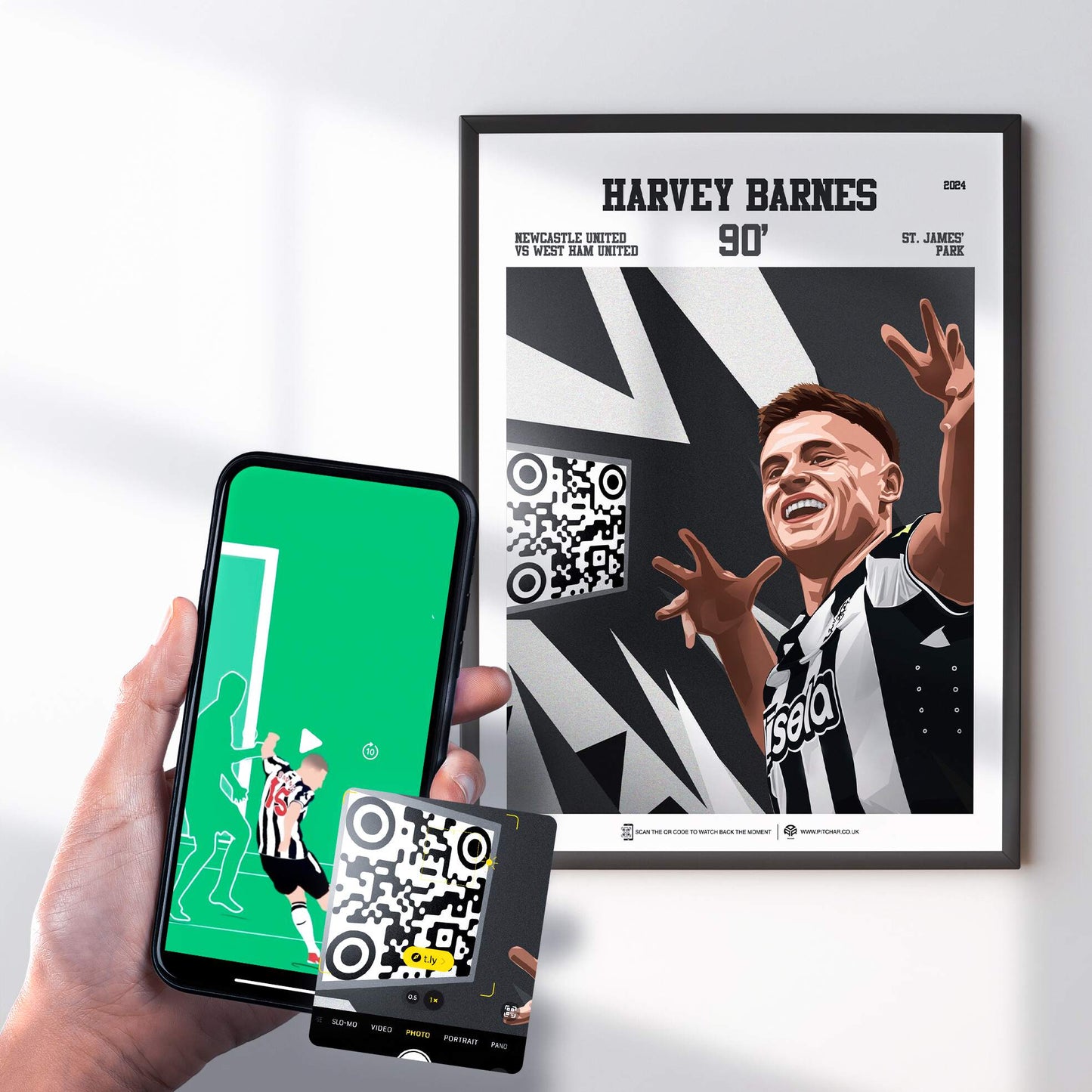 Newcastle United Poster Harvey Barnes v West Ham United Goal Replay (90')