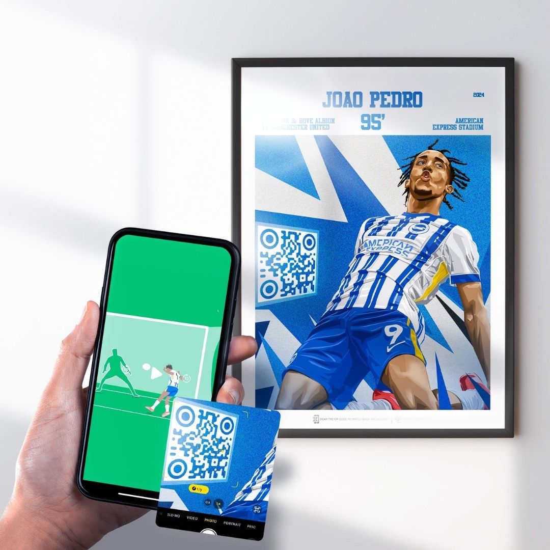 Brighton & Hove Albion Poster Joao Pedro v Manchester United Goal Replay (95')