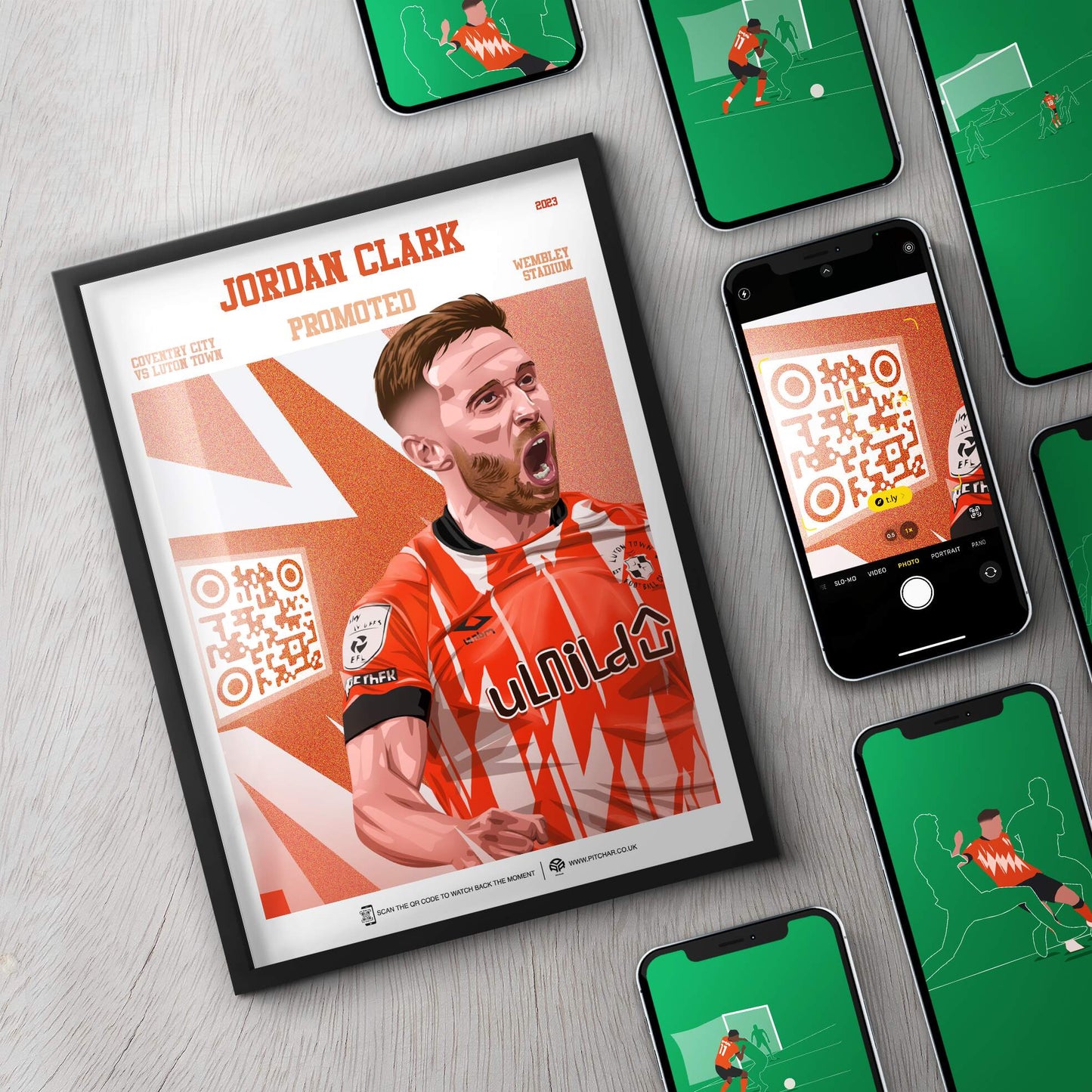 Luton Town Poster Jordan Clark v Coventry Goal Replay (2023 Promotion)