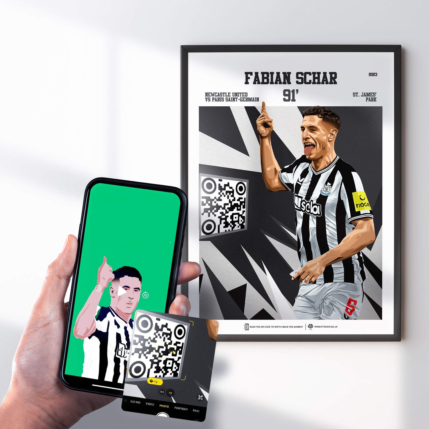 Newcastle United Poster Fabian Schar v Paris Saint-Germain Goal Replay (91')