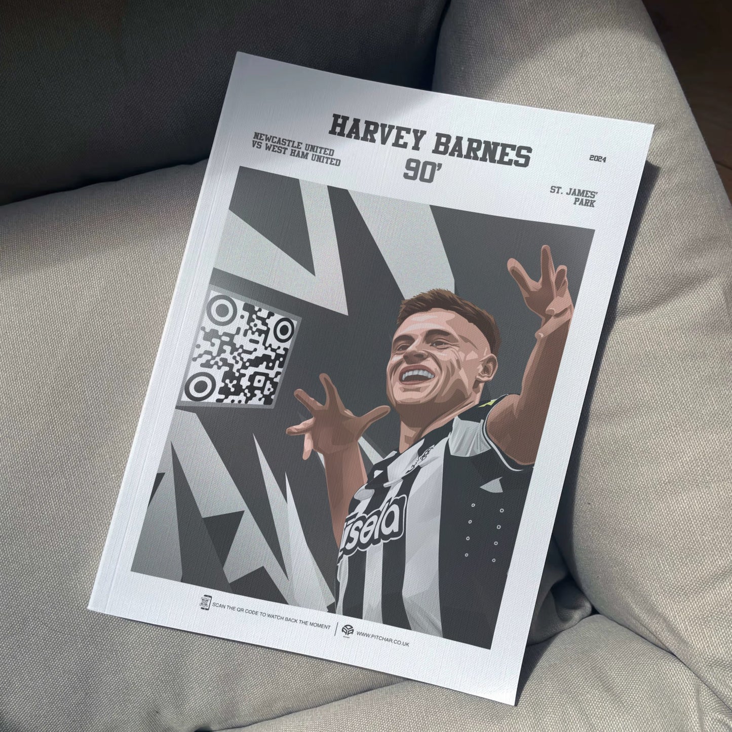 Newcastle United Poster Harvey Barnes v West Ham United Goal Replay (90')