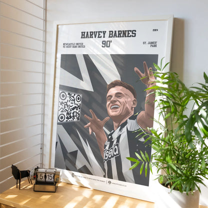 Newcastle United Poster Harvey Barnes v West Ham United Goal Replay (90')