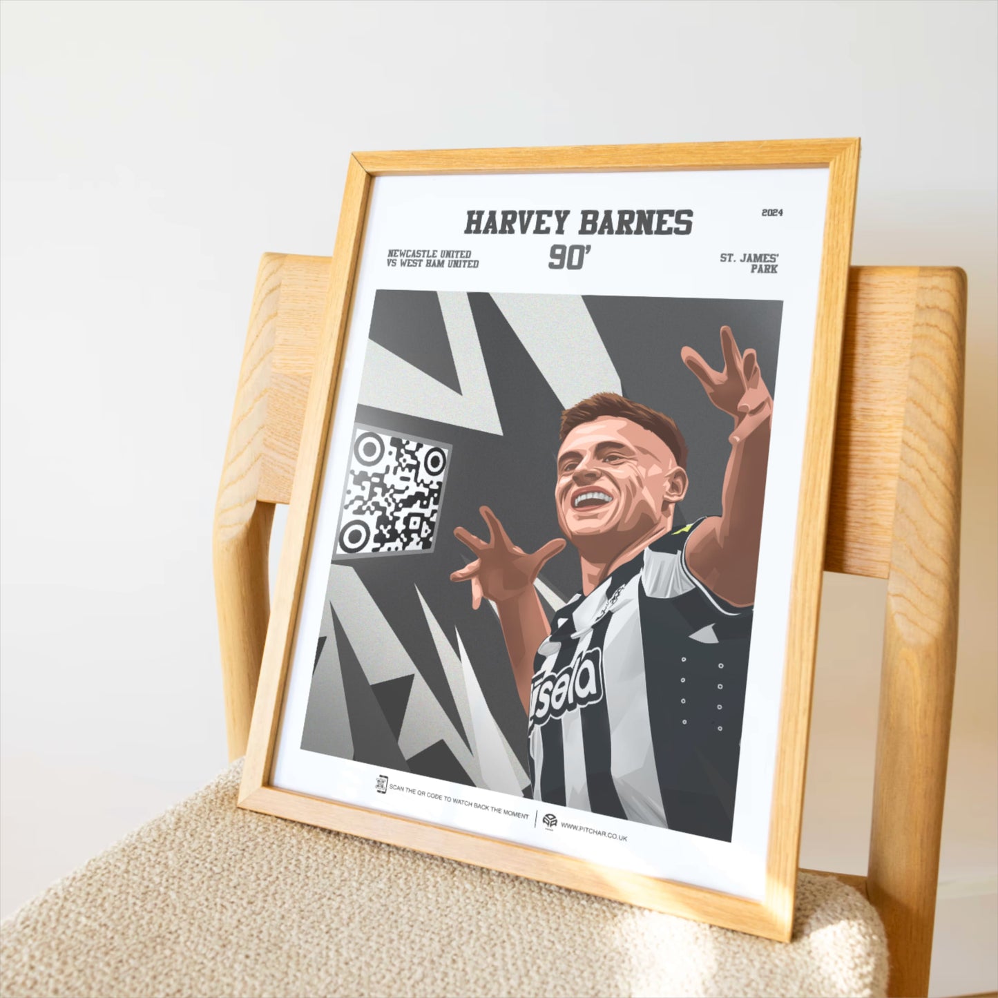 Newcastle United Poster Harvey Barnes v West Ham United Goal Replay (90')