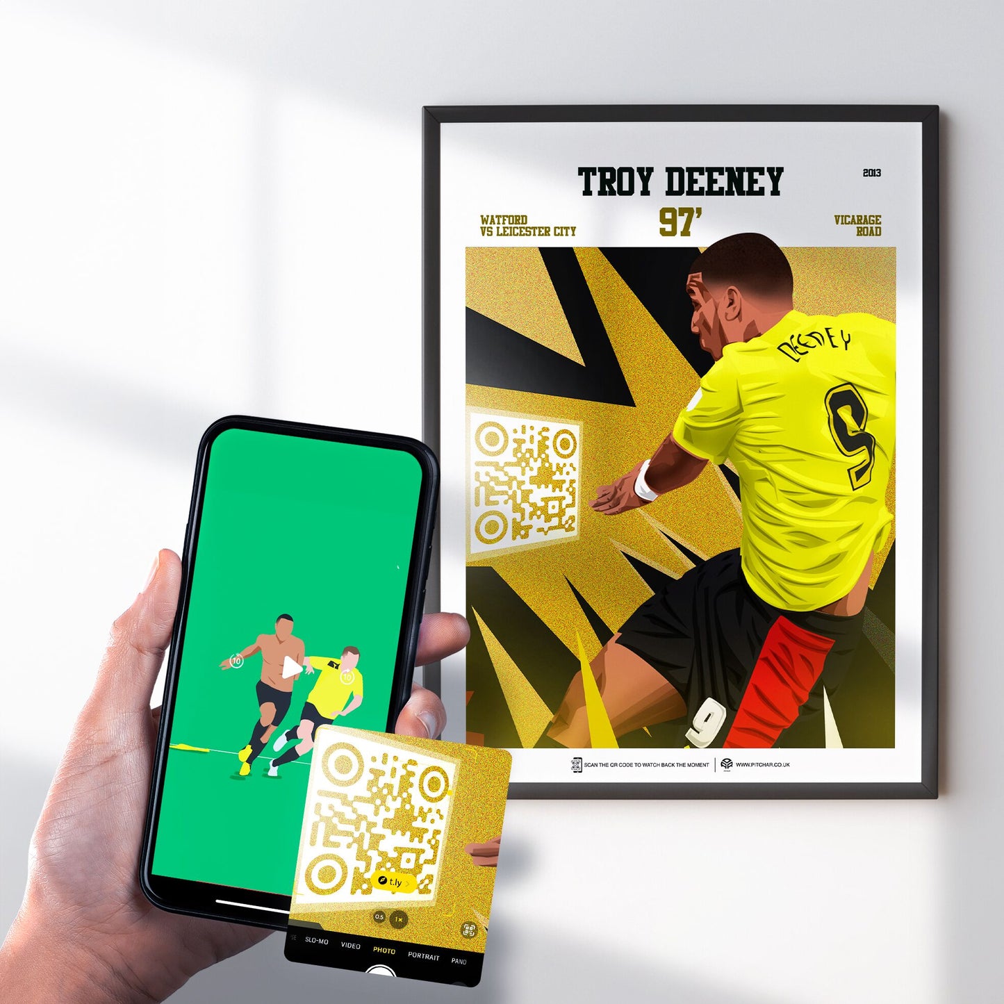 Watford Poster Troy Deeney v Leicester City Goal Replay (97')